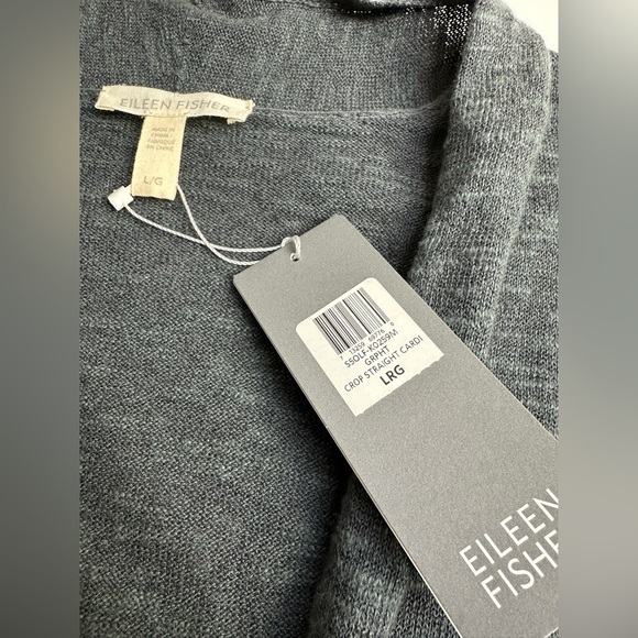 Eileen Fisher The System Organic Linen Blend Crop Open Front Cardigan NWT Large - Picture 11 of 13